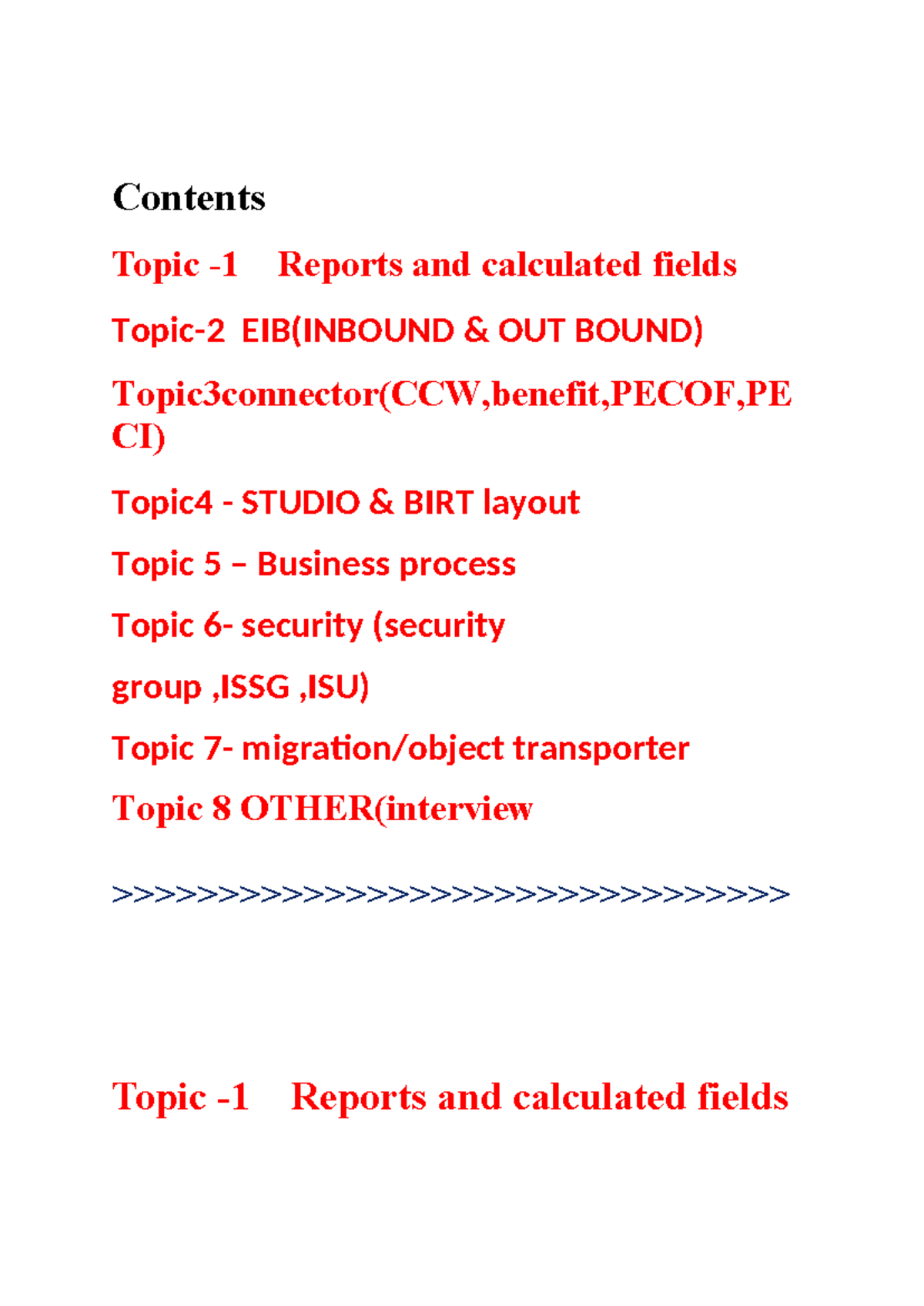 Total workday topic material - Contents Topic -1 Reports and calculated ...