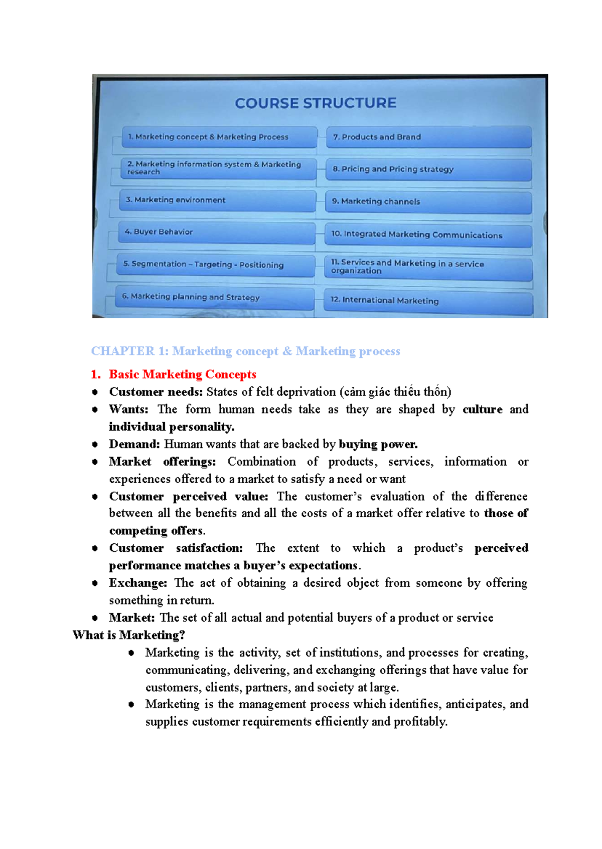CHAPTER 1: Marketing Concepts and Processes Overview - Studocu