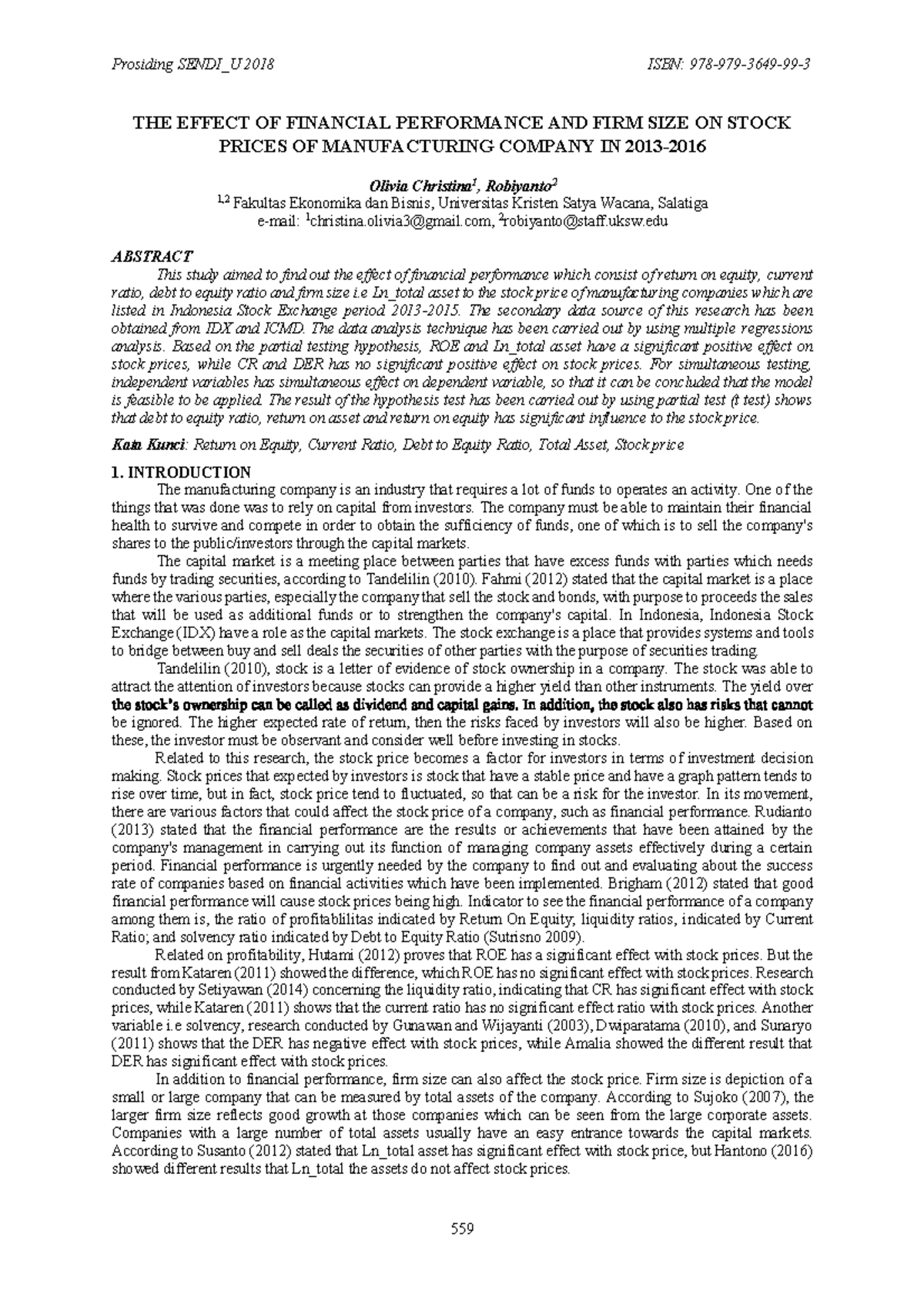 The Impact of Financial Performance & Firm Size on Stock Prices in ...