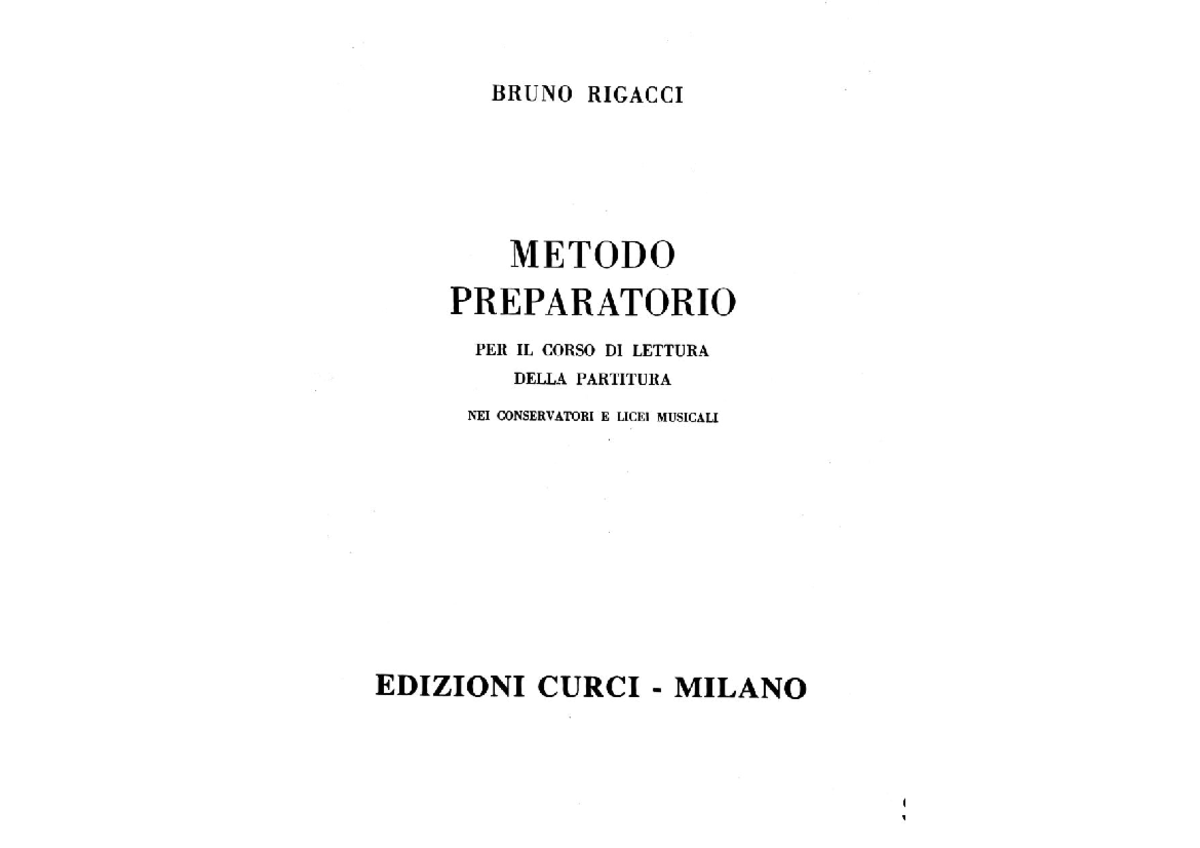 Bruno Rigacci - Metodo Preparatorio per Lettura Partitura (E. 8127 C ...