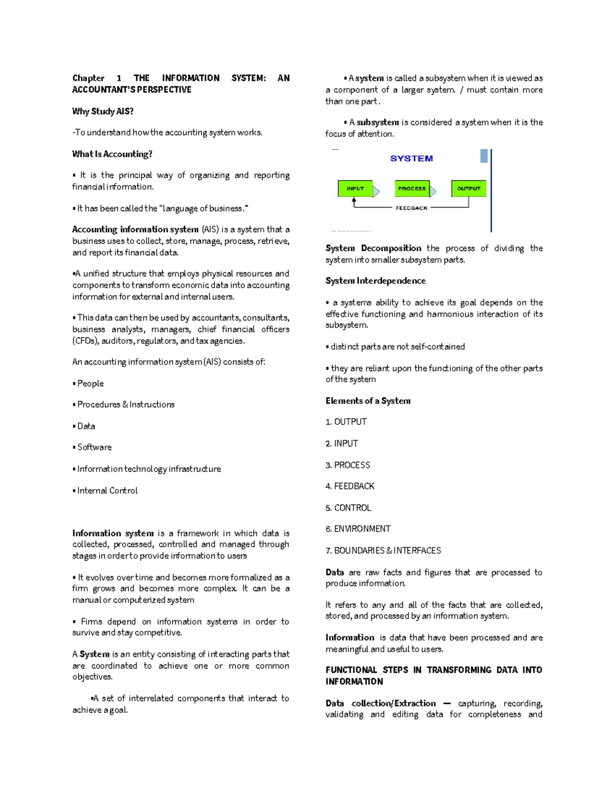 Chapter 1: Understanding the Accounting Information System (AIS) - Studocu