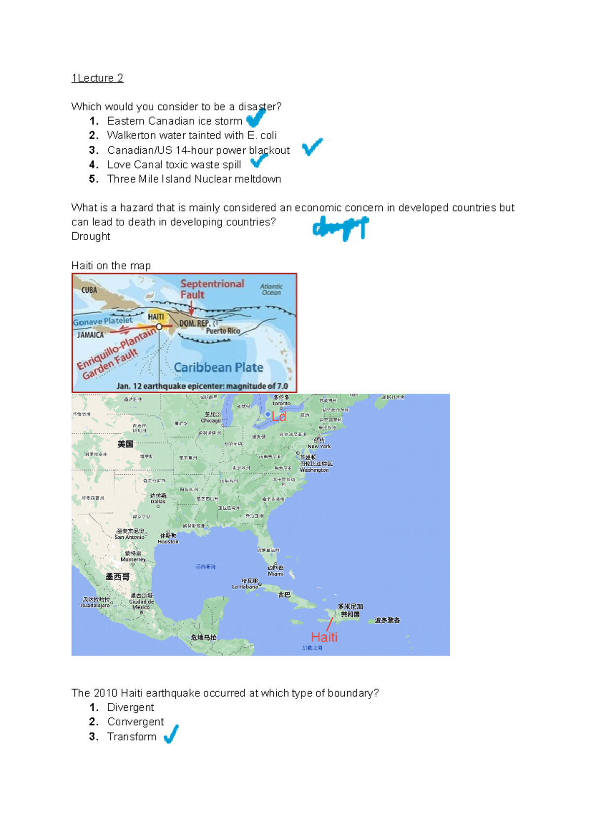 G2152 Final Exam Questions on Disasters and Tsunamis - Studocu