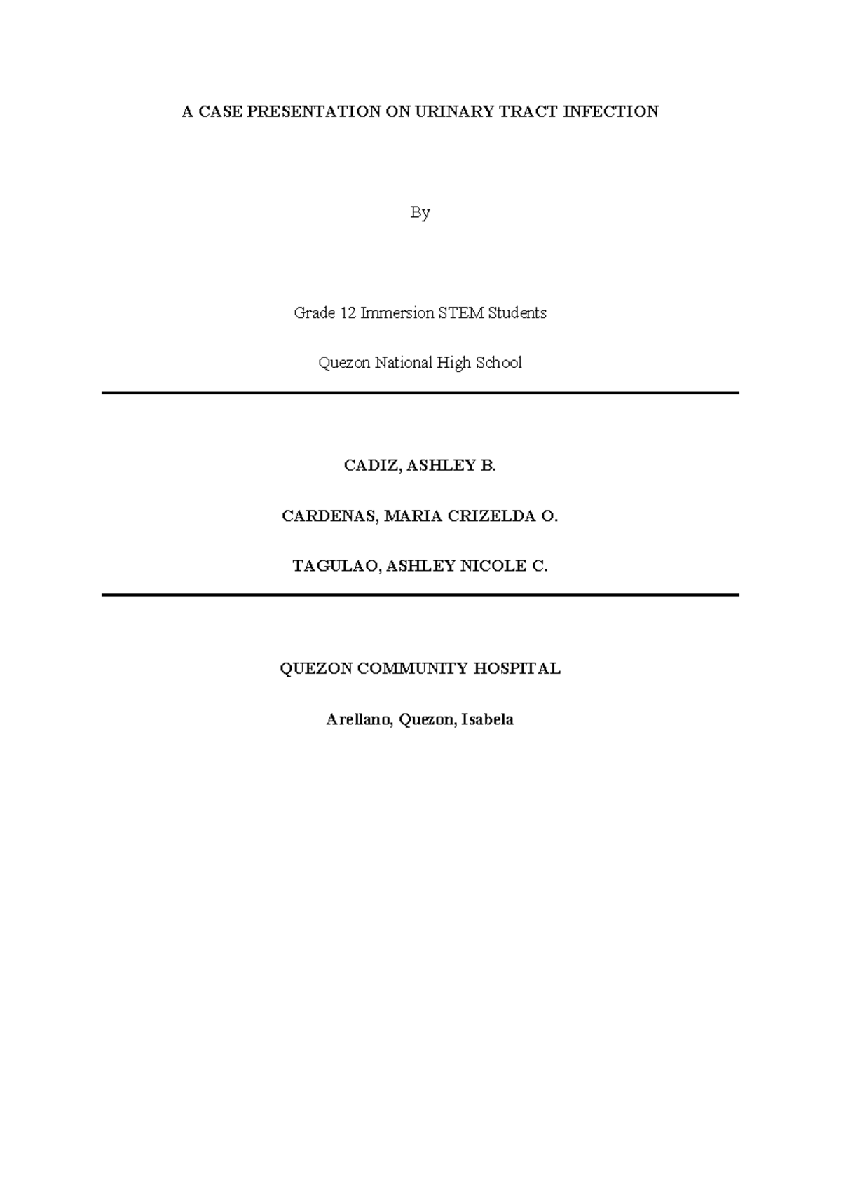 CASE STUDY: Final Presentation on Urinary Tract Infection (UTI) - Studocu
