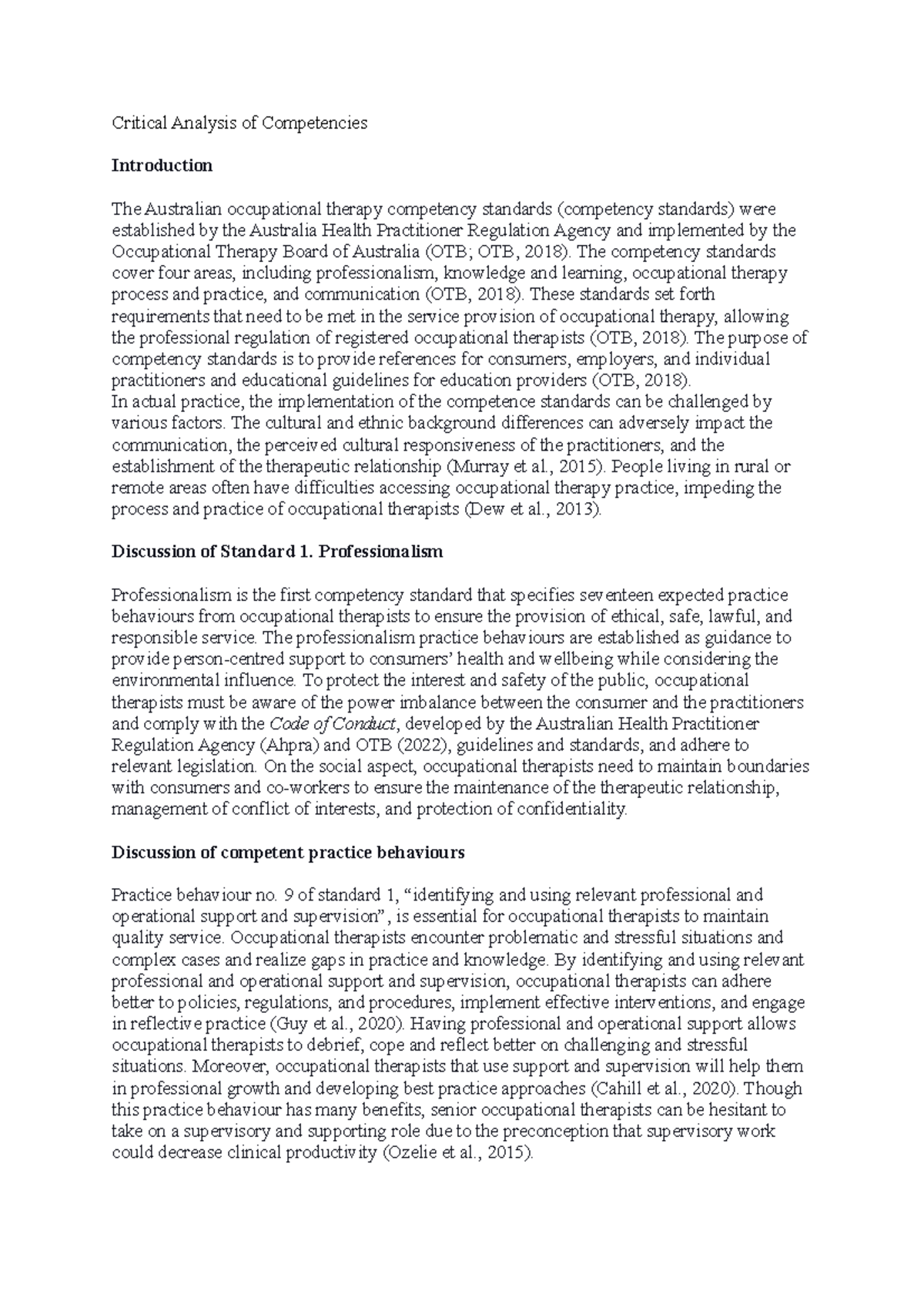 Critical Analysis of Occupational Therapy Competencies: Insights and ...