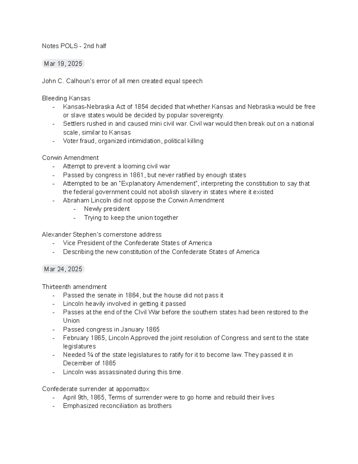 POLS Civil War & Civil Rights Movement Notes: Key Events & Figures ...