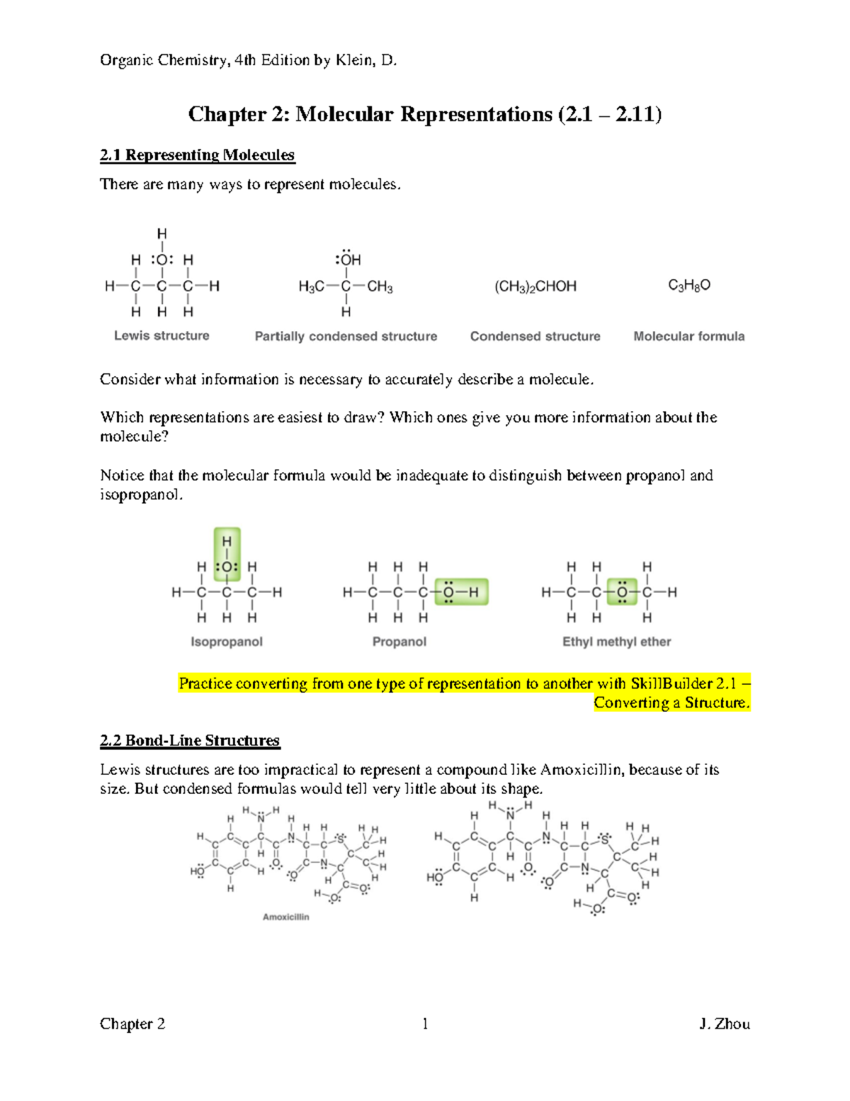 Chapter 2 Fill-In Notes: Understanding Molecular Representations - Studocu