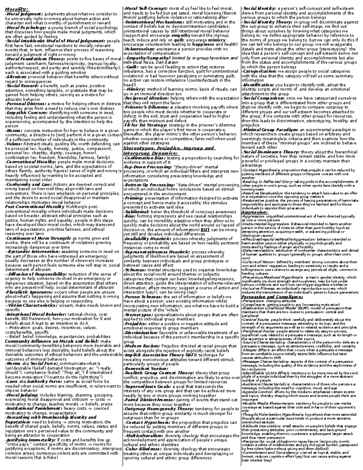 Clps 0700 notes sheet for final - Morality: -Moral Judgment: judgments ...