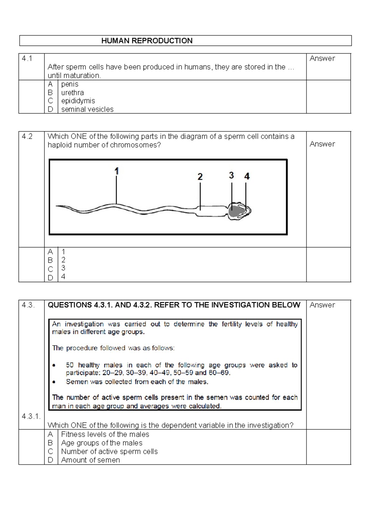 4. MCQ - Human reproduction 4.1 and 4.2 exam questions - Studocu