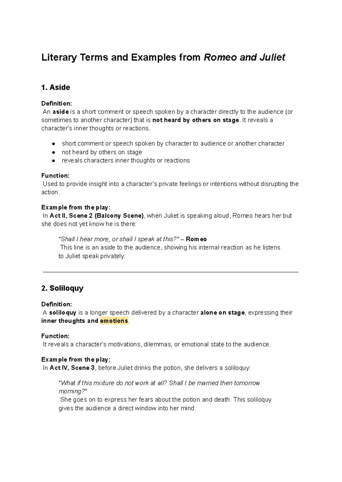 Literary Terms & Examples from Romeo and Juliet (ENG 101) - Studeersnel
