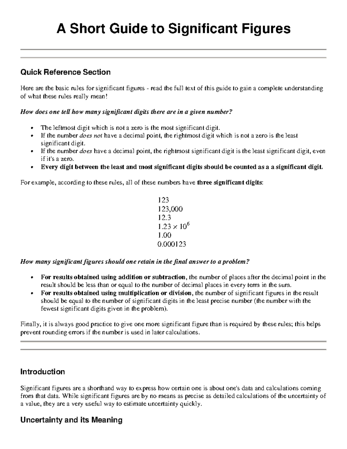 Significant Digits Examples