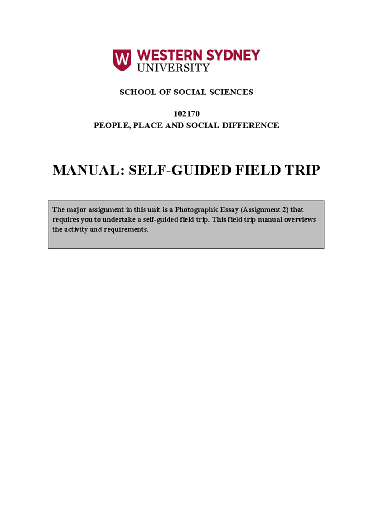 PPSD Week 6 PPSD Self-Guided Field Research Manual 2021 - SCHOOL OF ...