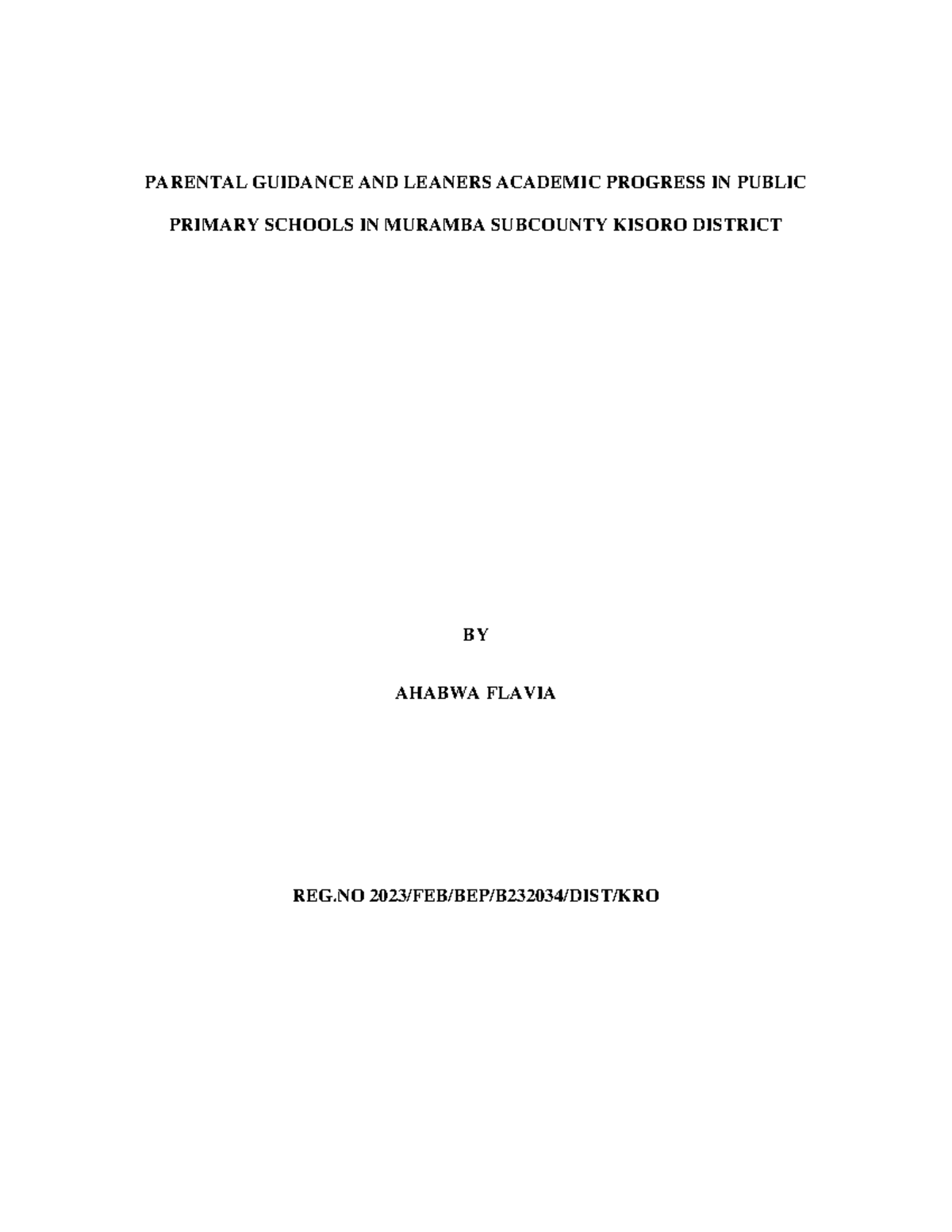 Parental Guidance and Learners' Academic Progress in Public Primary ...