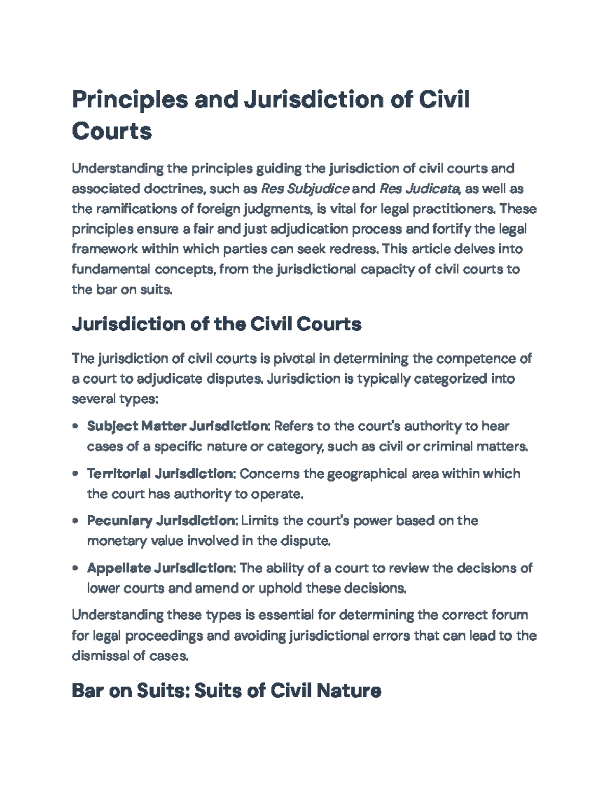 Principles and Jurisdiction of Civil Courts: Key Doctrines Explained ...