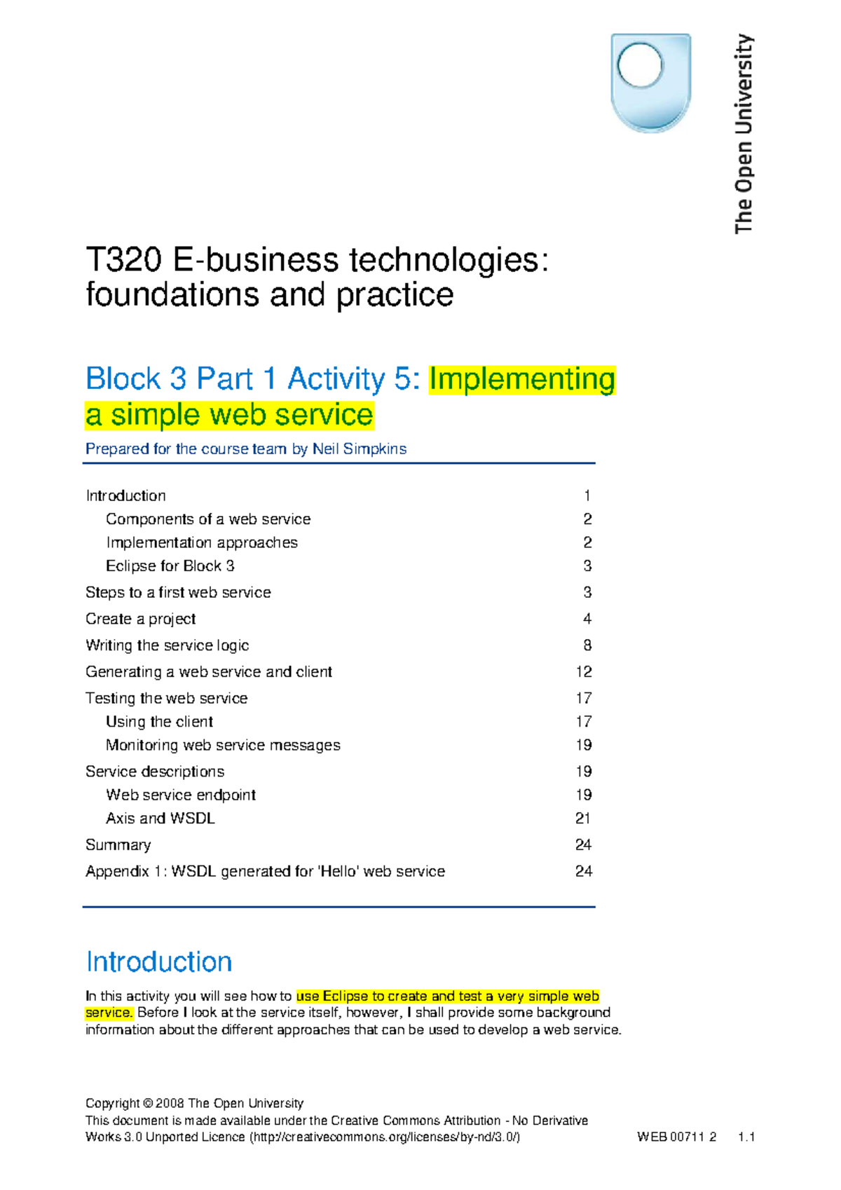 T320 E-Business Tech: Implementing a Simple Web Service Guide - Studocu