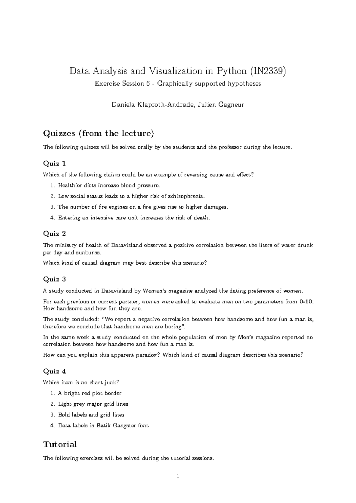 Exercise Session 6: Data Analysis & Visualization in Python (IN2339 ...