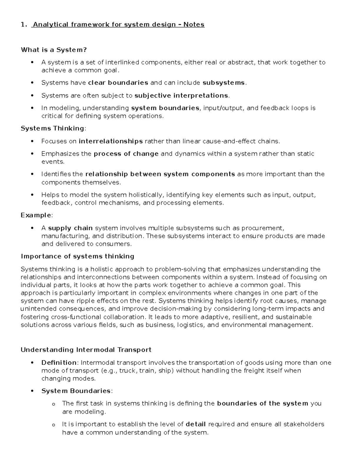 1 Analytical framework for system design - 1. Analytical framework for ...