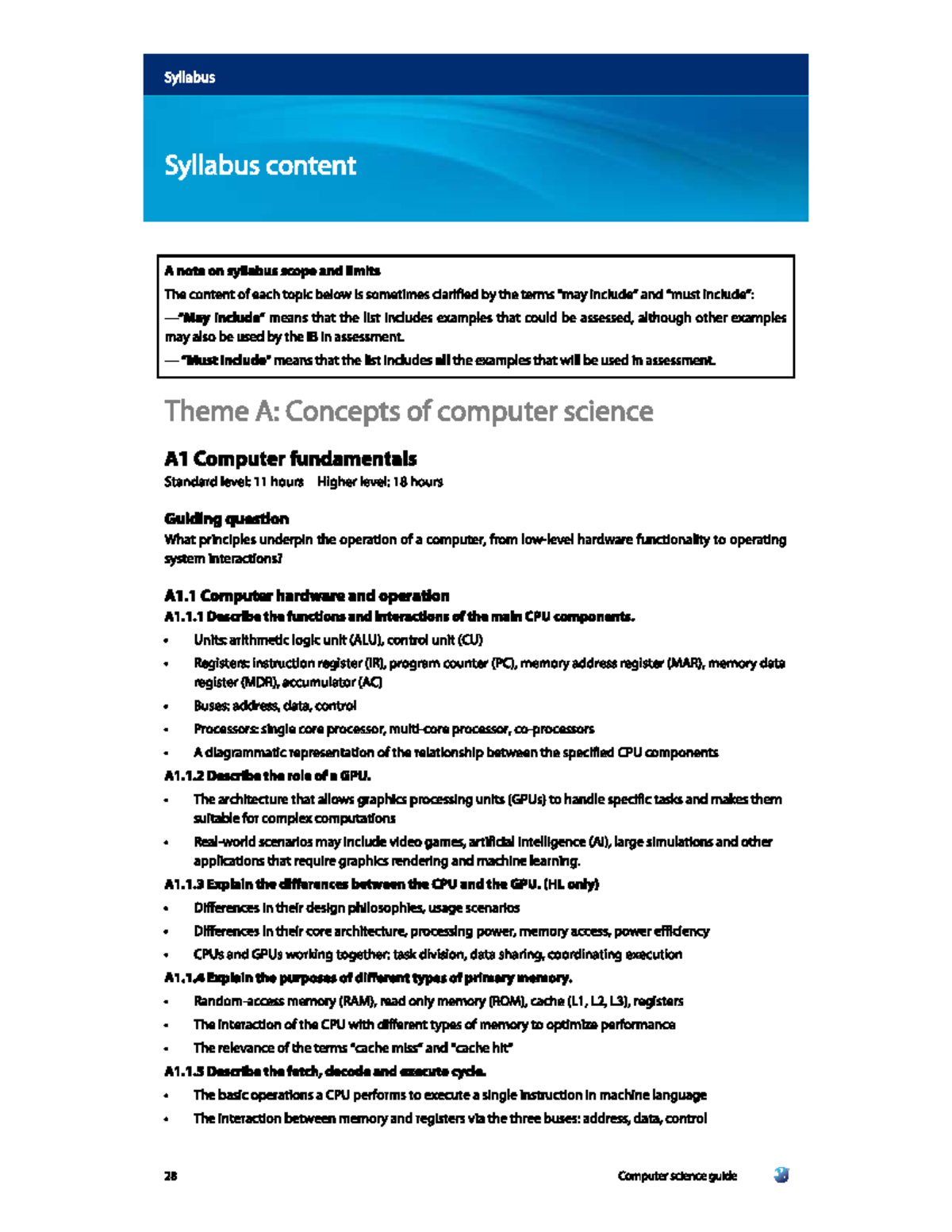 IB Computer Science Syllabus Content Overview (2027 First Exam) - Studocu