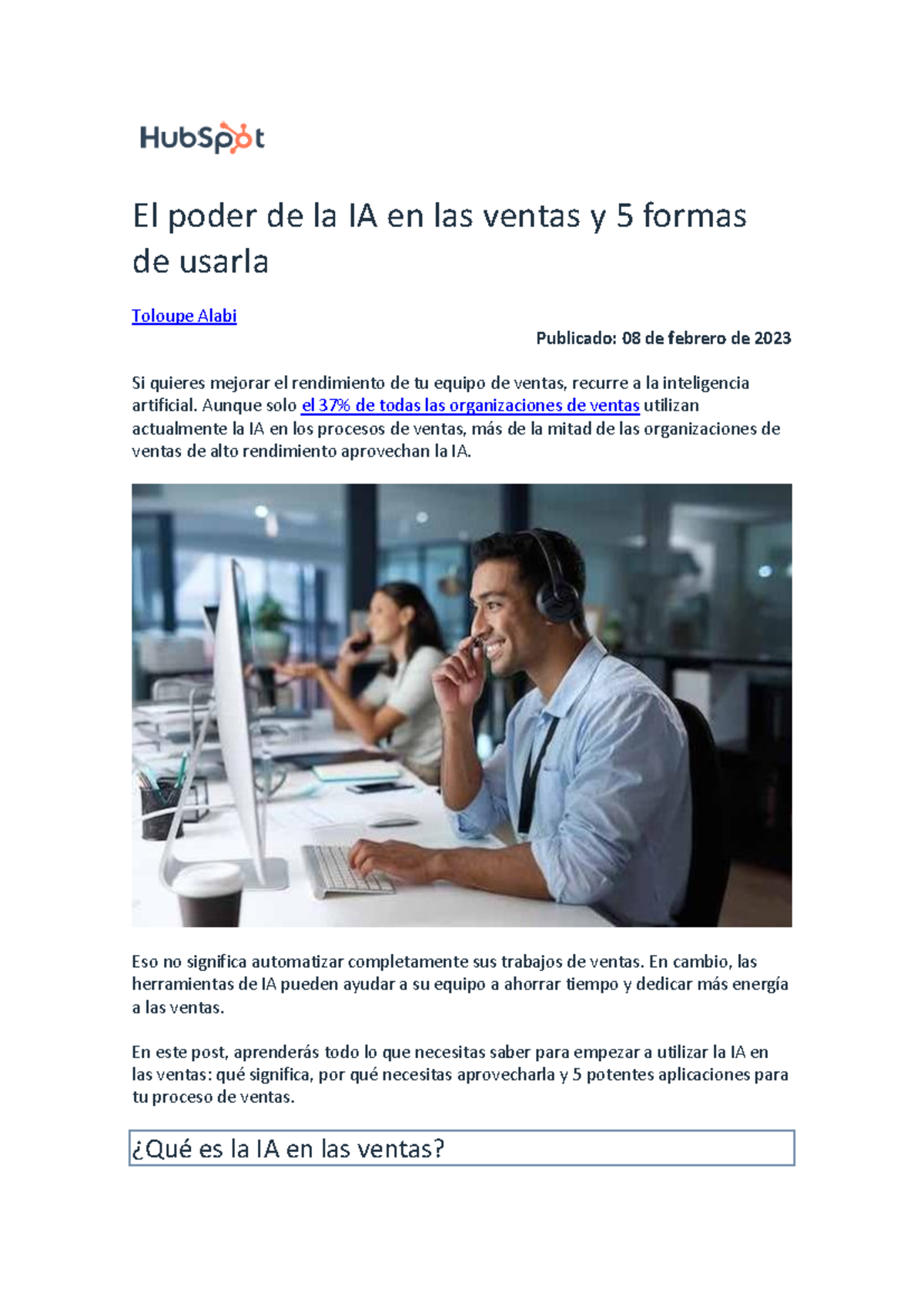 - Lectura 3 El poder de la IA en las ventas y 5 formas de usarla - El ...