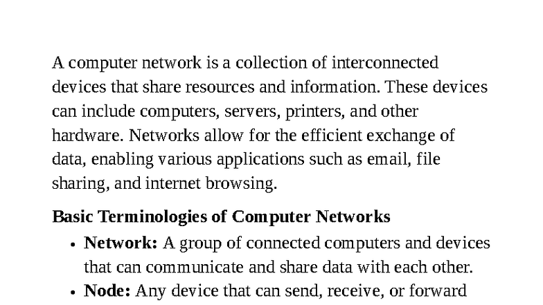 Computer Networks Overview: Key Concepts and Architecture - Studocu