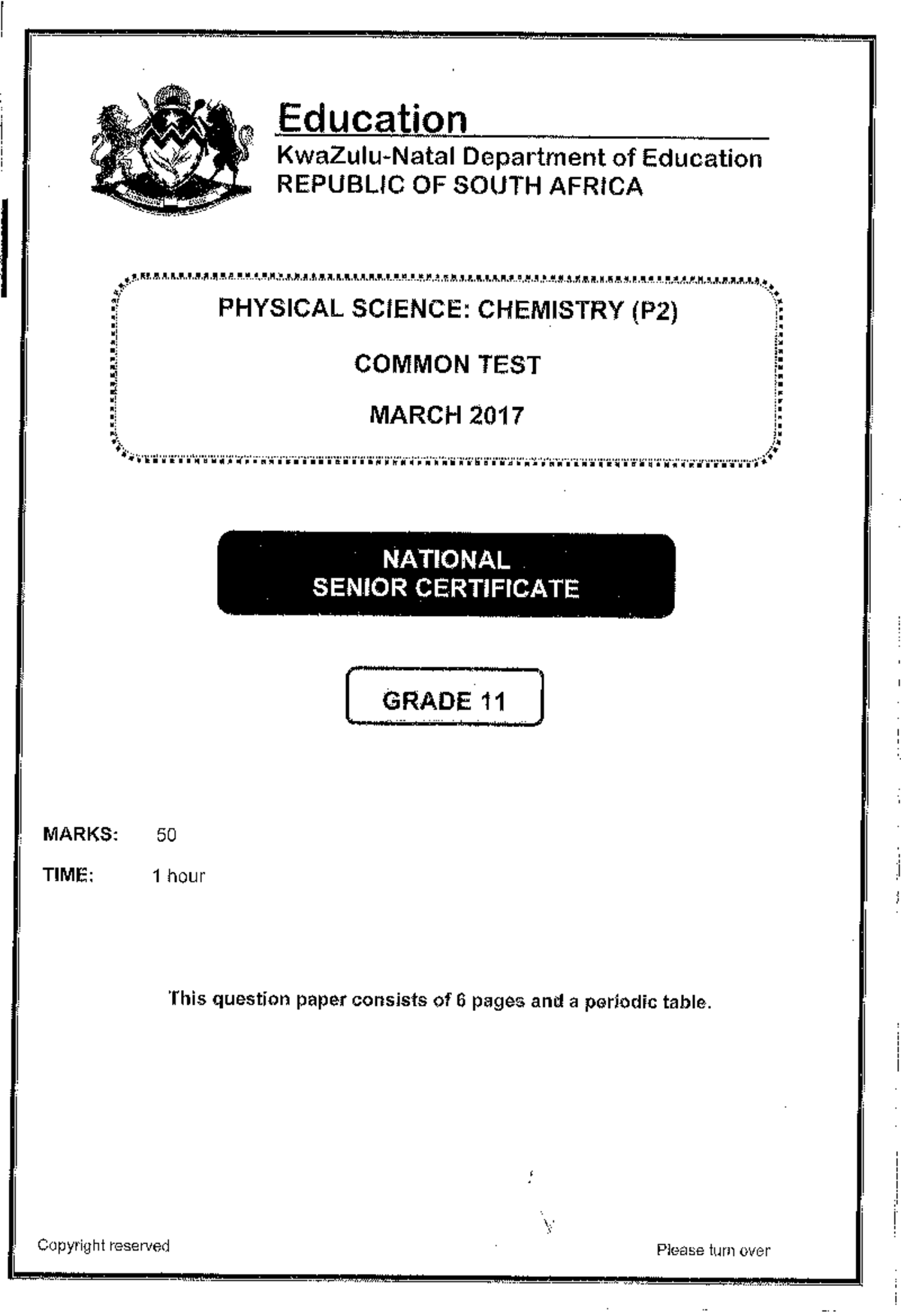 PHY SC P2 March 2017 Common Test Memo: Physics Paper 2 Solutions - Studocu