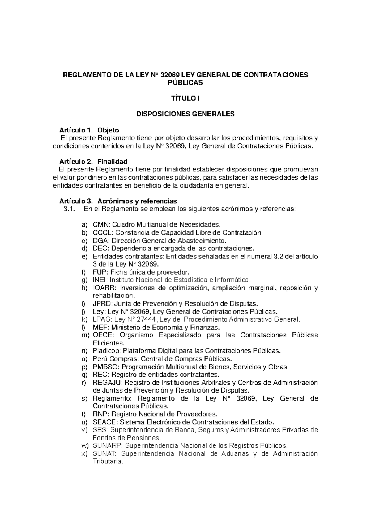 Reglamento General de Contrataciones Públicas - Ley N° 32069 - Studocu