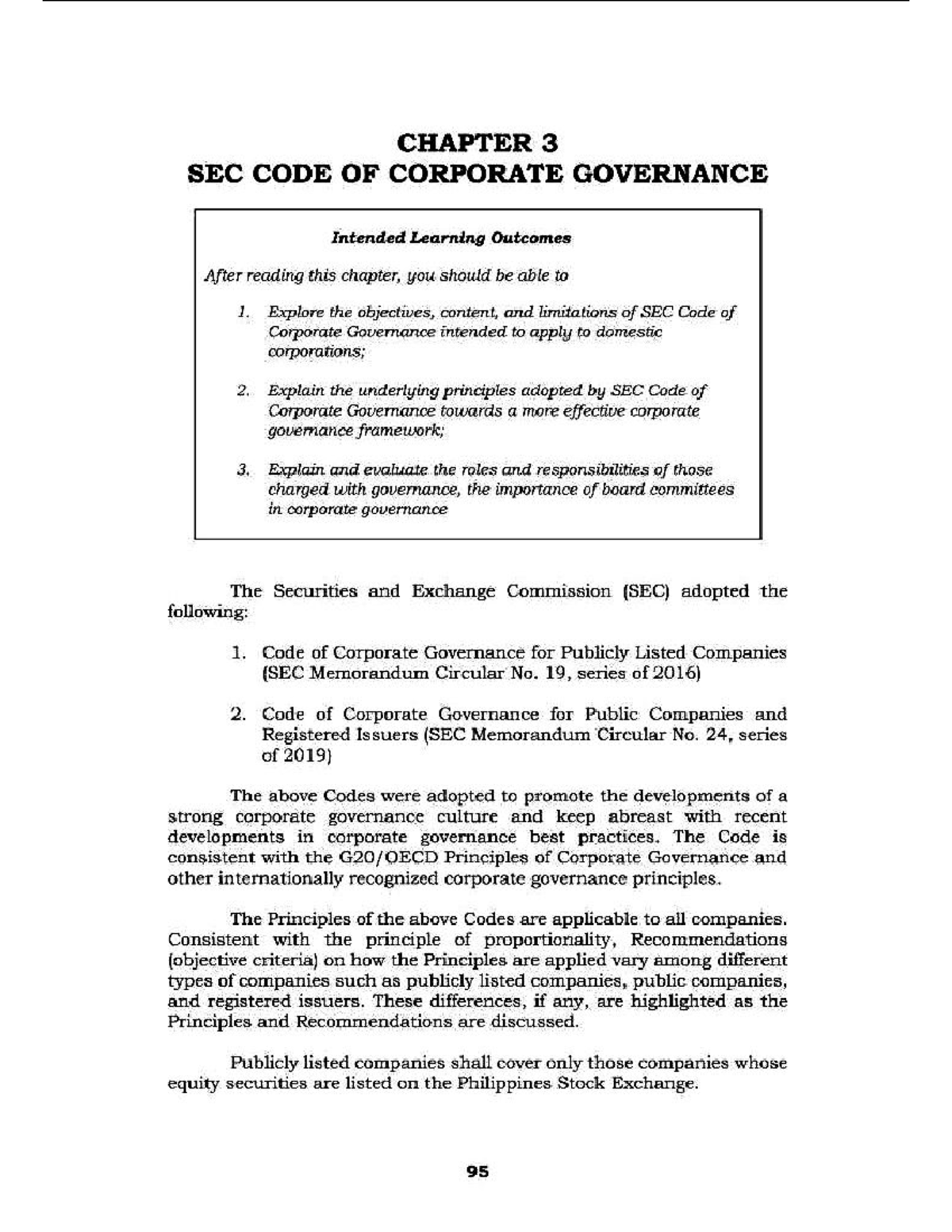 CHAPTER 3: SEC Code of Corporate Governance - Learning Outcomes ...