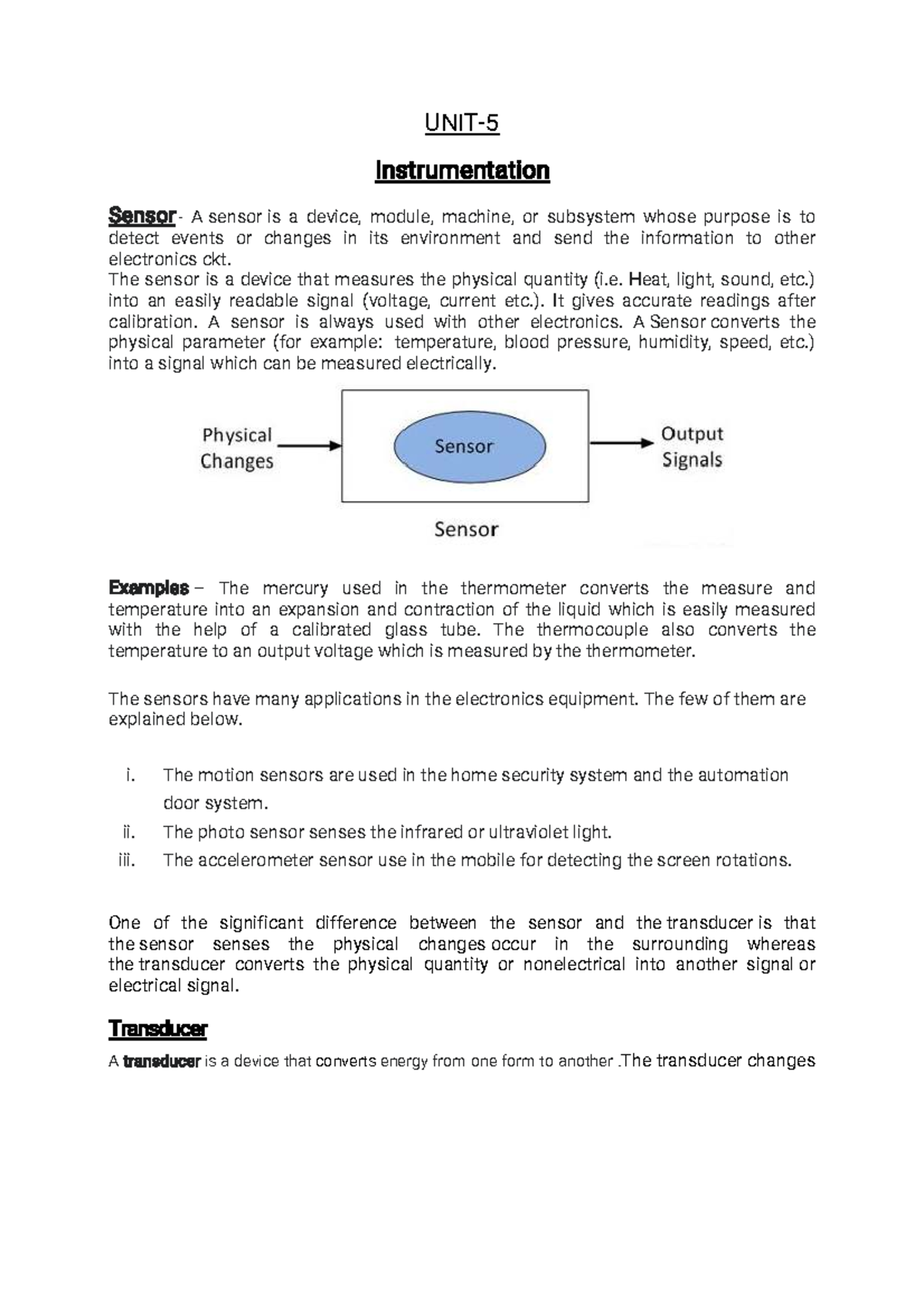 Instrumentation Sensors and Transducers: Overview and Applications (EMI ...