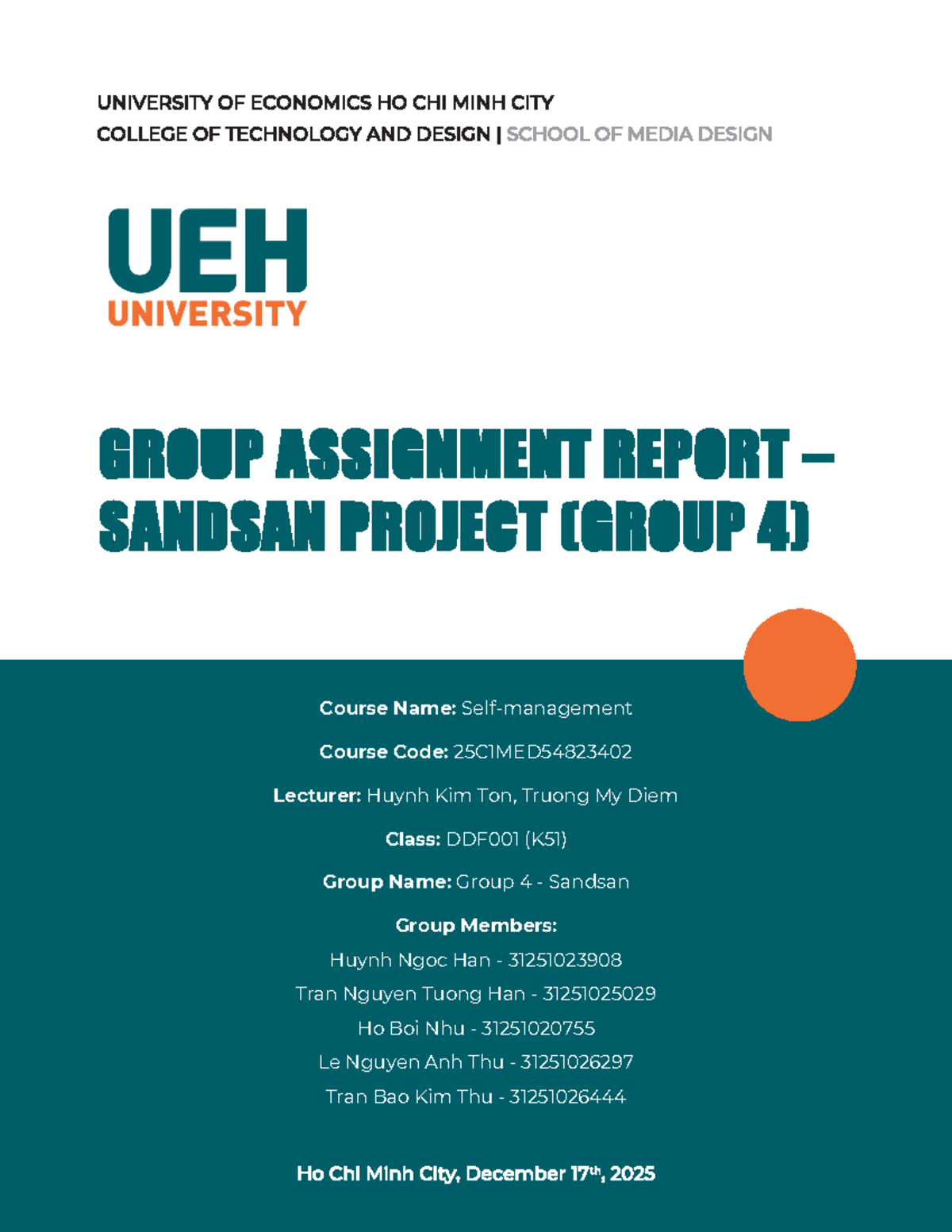 Group Assignment Report: Dự án Sandsan (Nhóm 4) DDF001 - Studocu