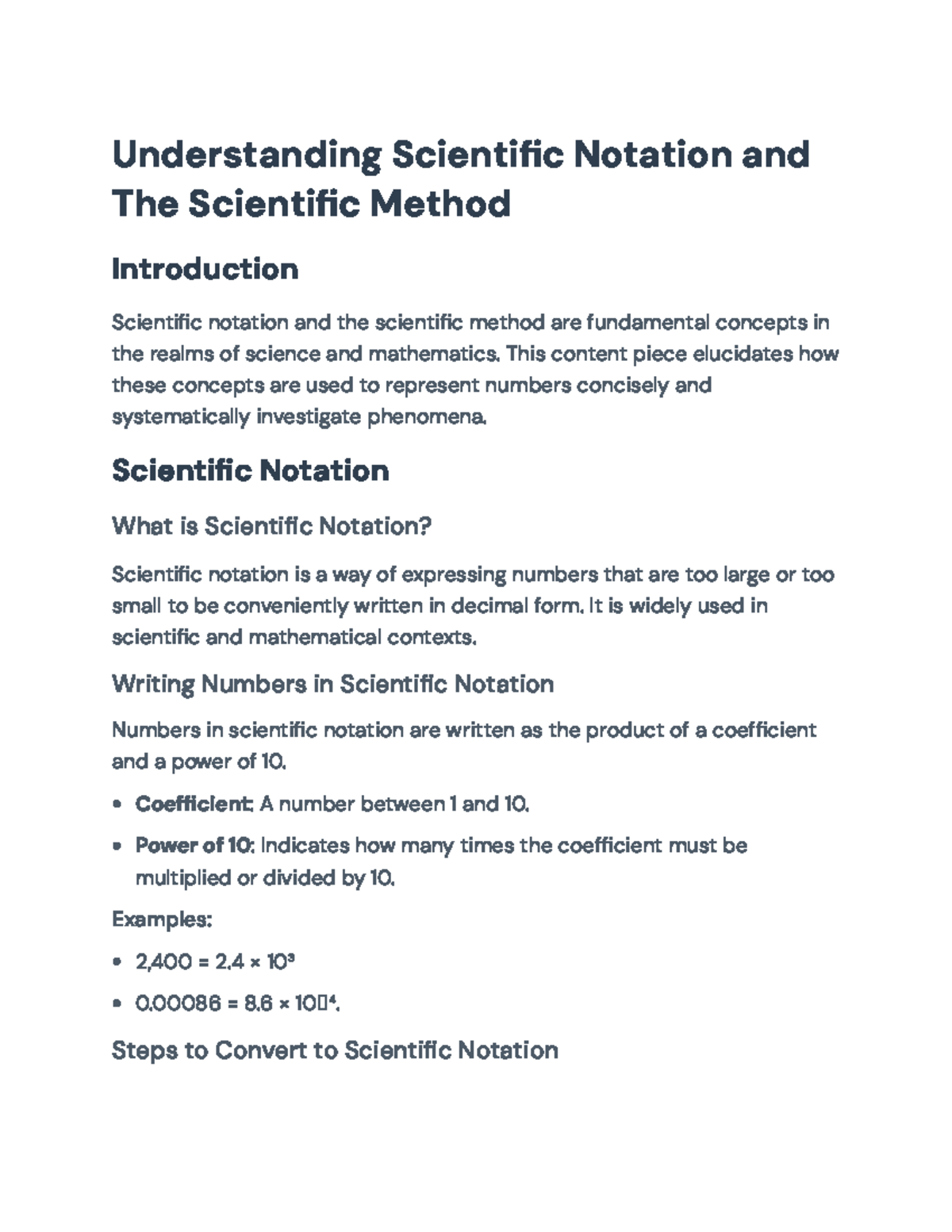 Scientific Notation and the Scientific Method Overview - Understanding ...