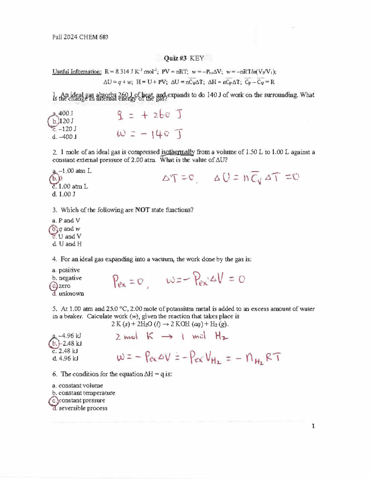 CHEM 683 Fall 2024 Quiz #3 Solutions and Key Insights - Studocu