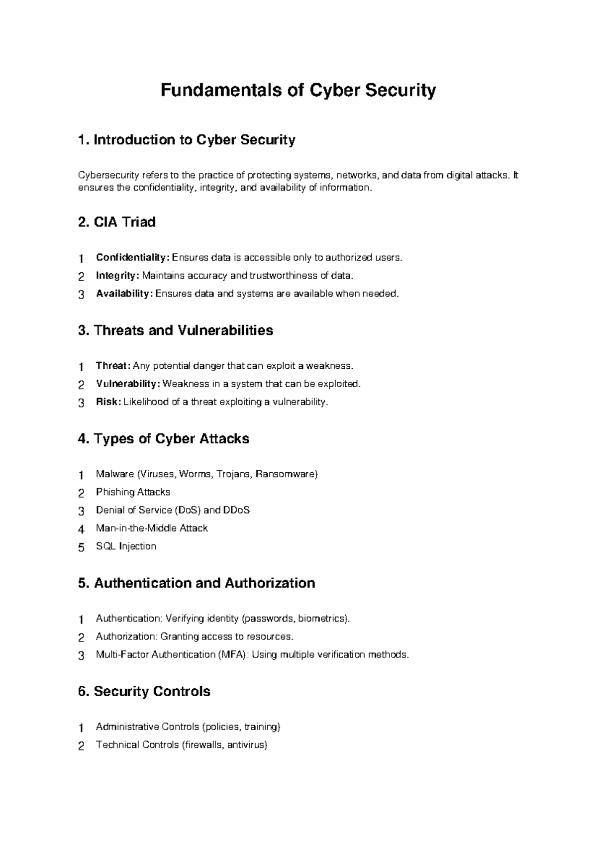 Cyber Security Fundamentals Notes - Intro to Cybersecurity - Studocu
