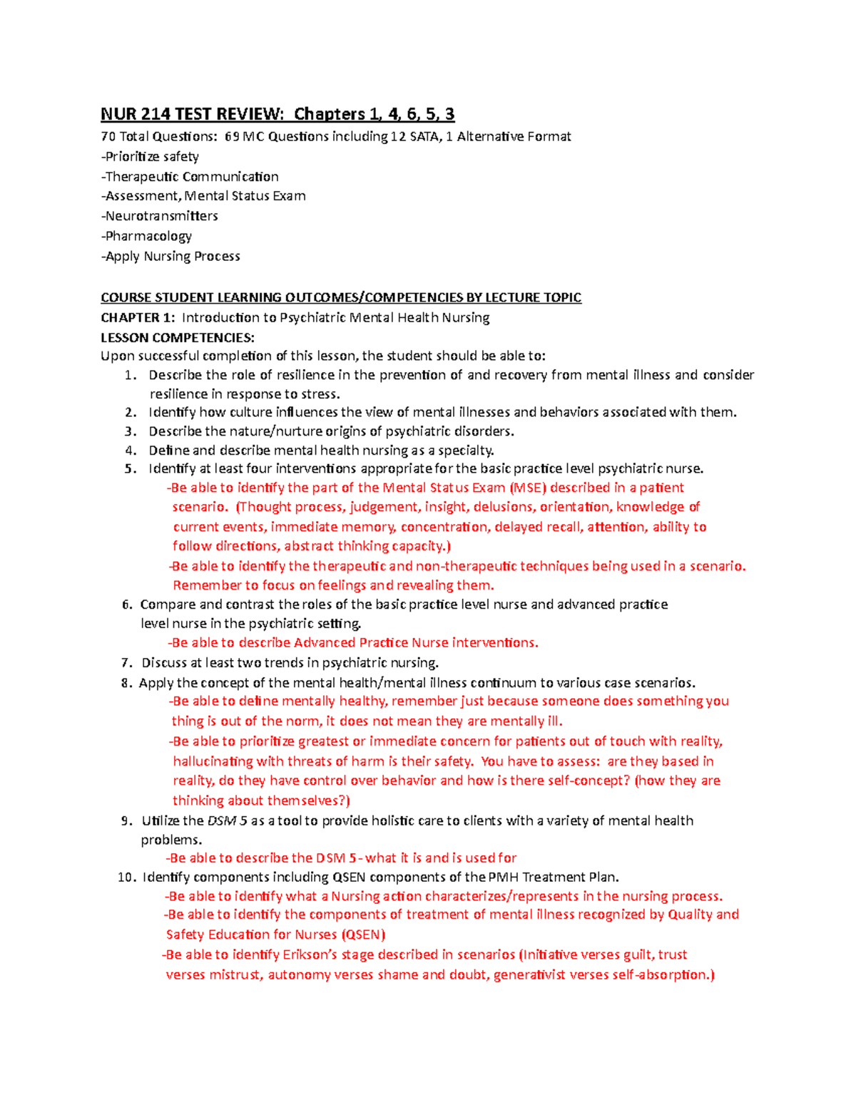 NUR 214 TEST 1 Chapters 1-6 Comprehensive Review Fall 2022 - Studocu