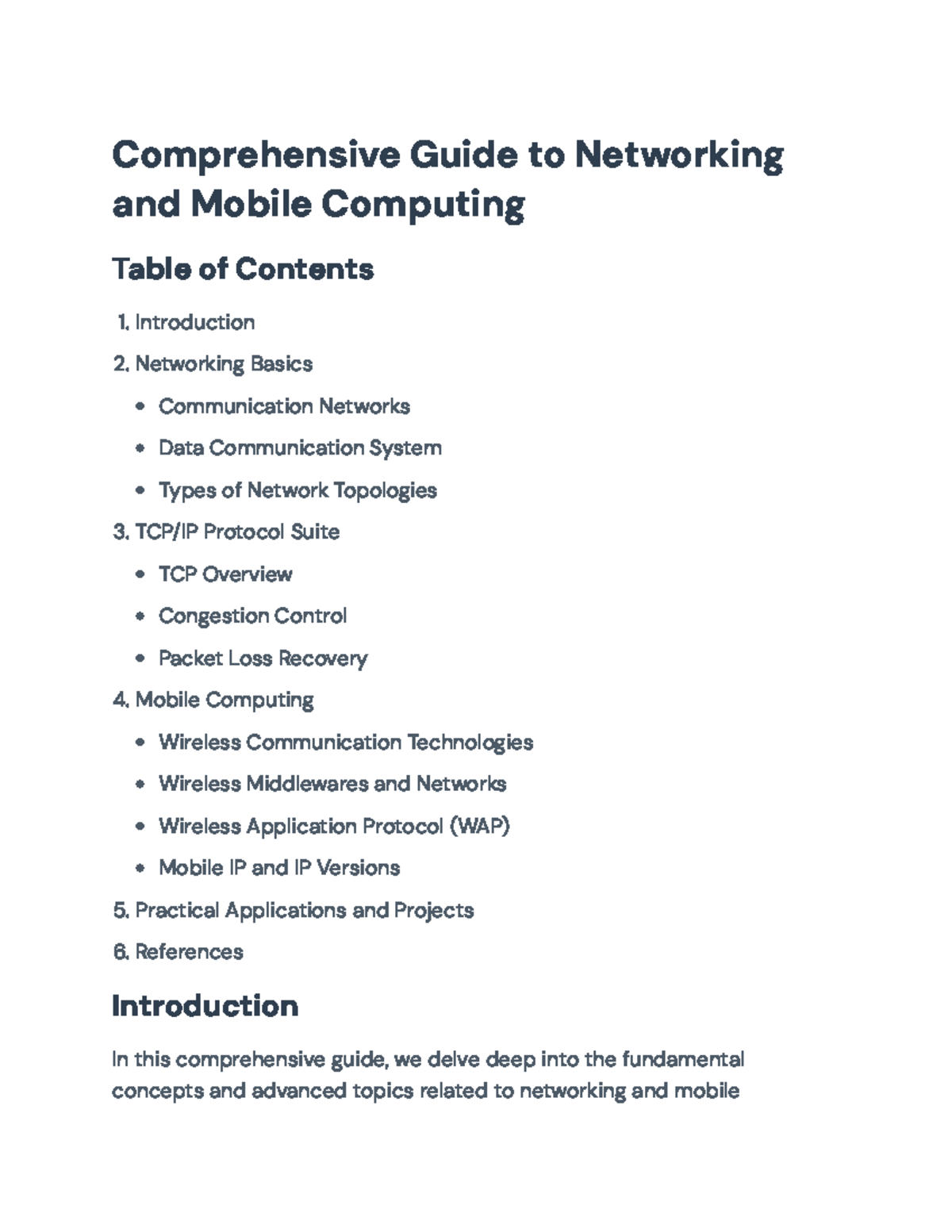 Comprehensive Guide to Networking and Mobile Computing (Course: CS101 ...