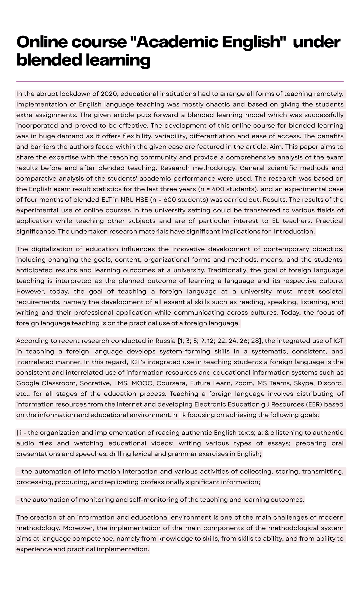 BLENDED LEARNING IMPACT ON STUDENT PERFORMANCE: A CASE STUDY - Studocu