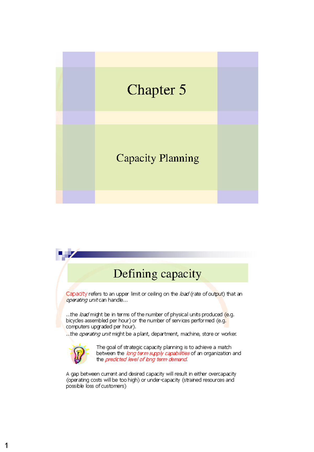 Lecture 4: Capacity Planning - Operations Management Insights - Studocu