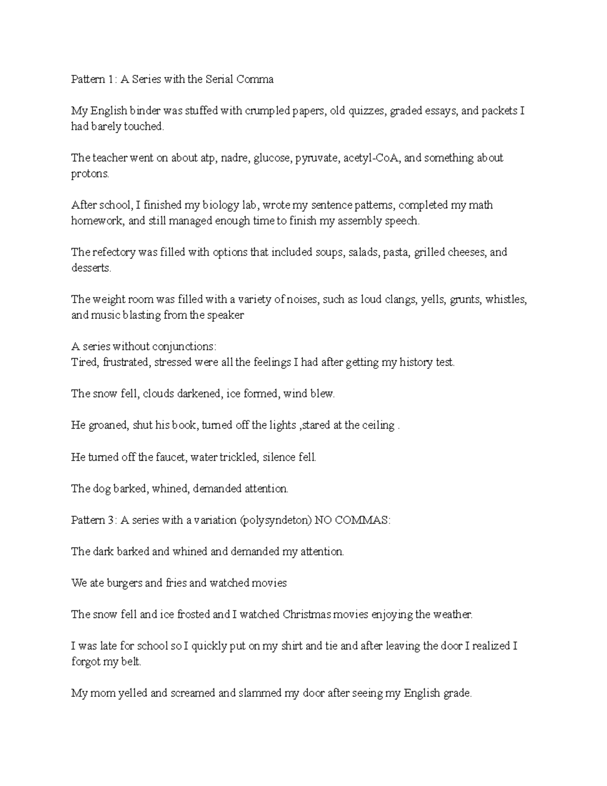Untitled document - Notes - Pattern 1: A Series with the Serial Comma ...