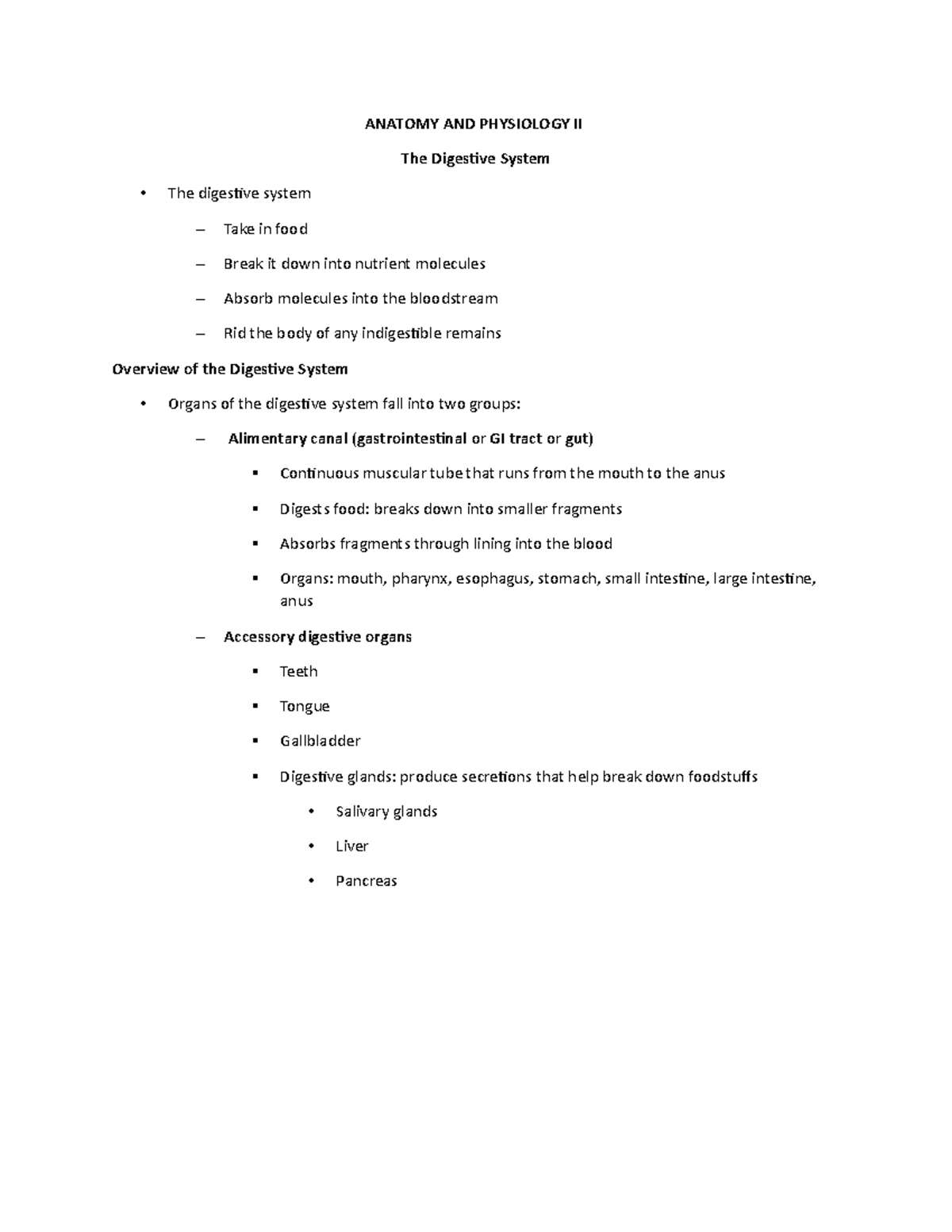Digestive System Review for Anatomy & Physiology II: Key Concepts and ...