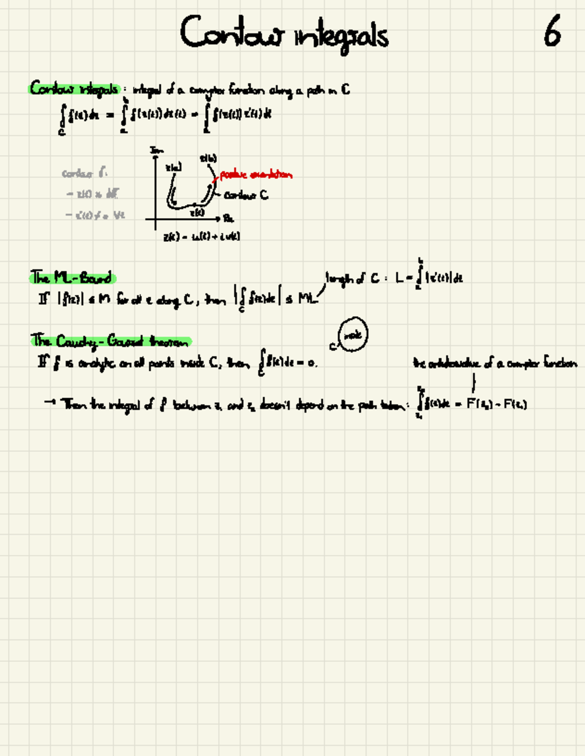 Complex analysis lecture 6 - Contour integrals 6 Contour integrals ...