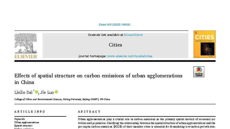 Effects of Spatial Structure on Carbon Emissions in Urban ...