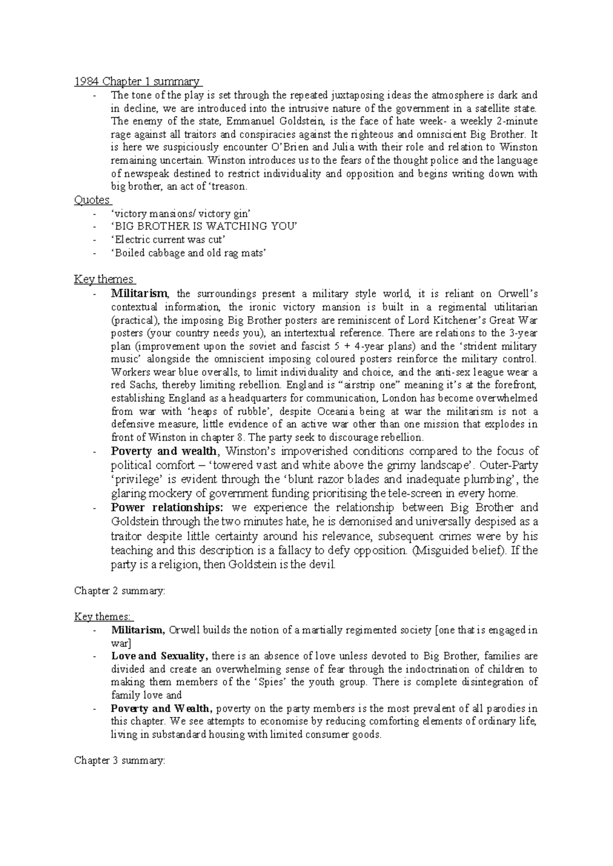 Chapter 1 summary - 1984 Chapter 1 summary - The tone of the play is ...