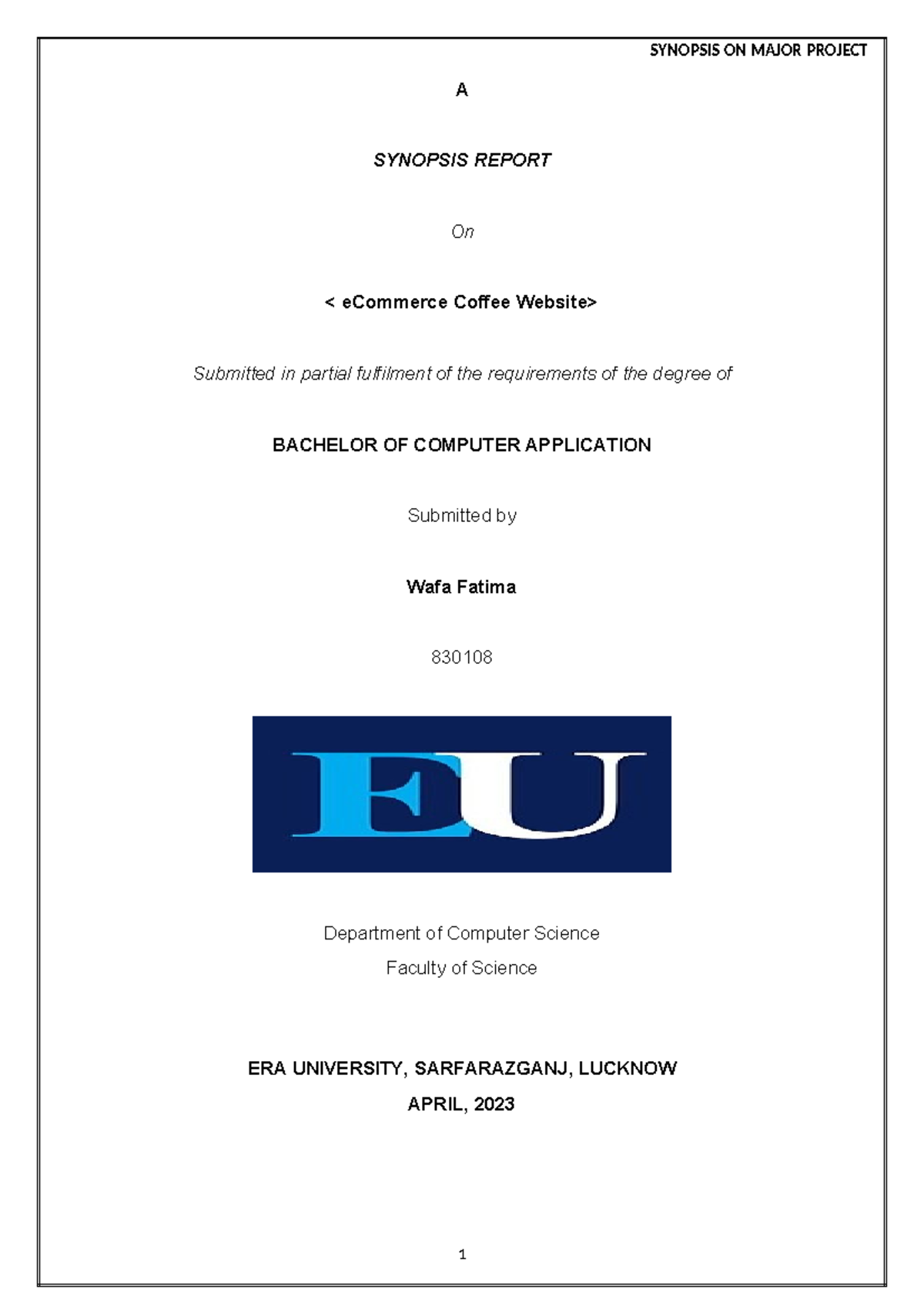 BCA 830108 Final Project Synopsis: eCommerce Coffee Shop Management ...