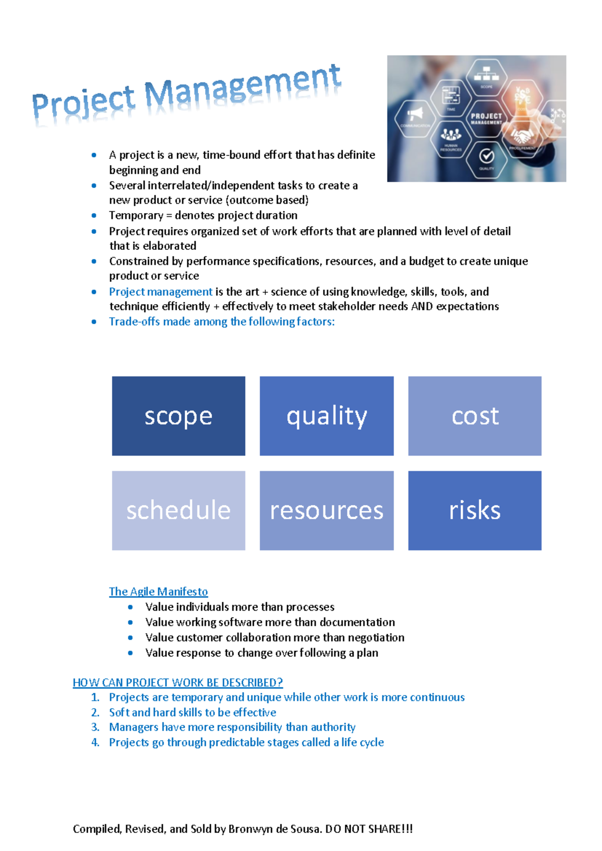 Project Management Overview: Key Concepts from CH 1 - Studocu