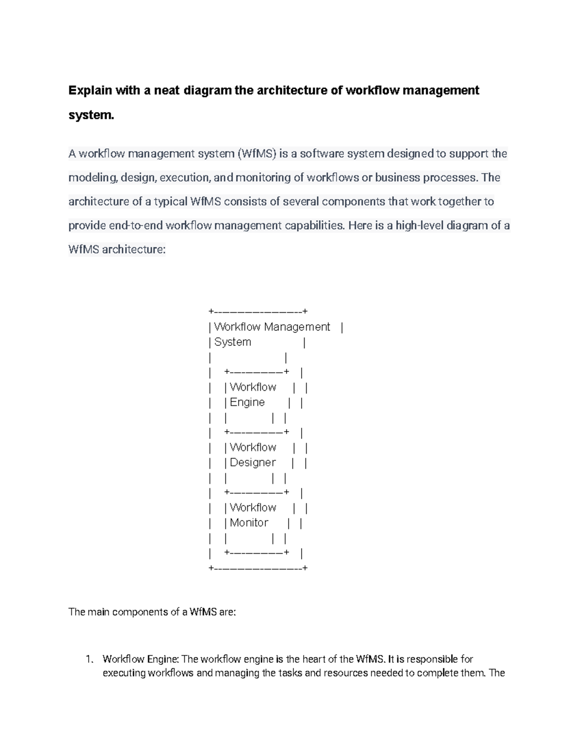 WfMS Architecture Explained: Components & Diagrams Overview - Studocu