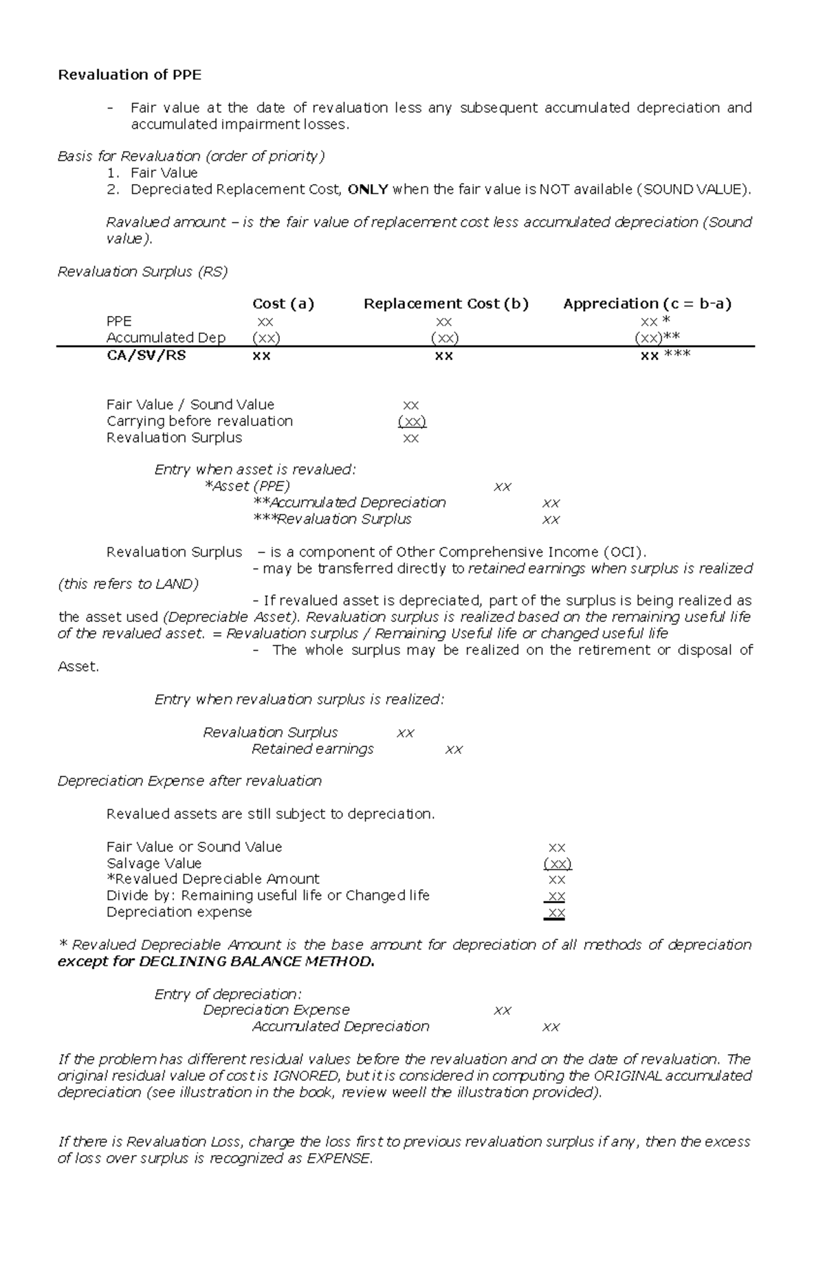 488976581-Summary-Revaluation-and-Impairment-of-PPE-Notes - Studocu