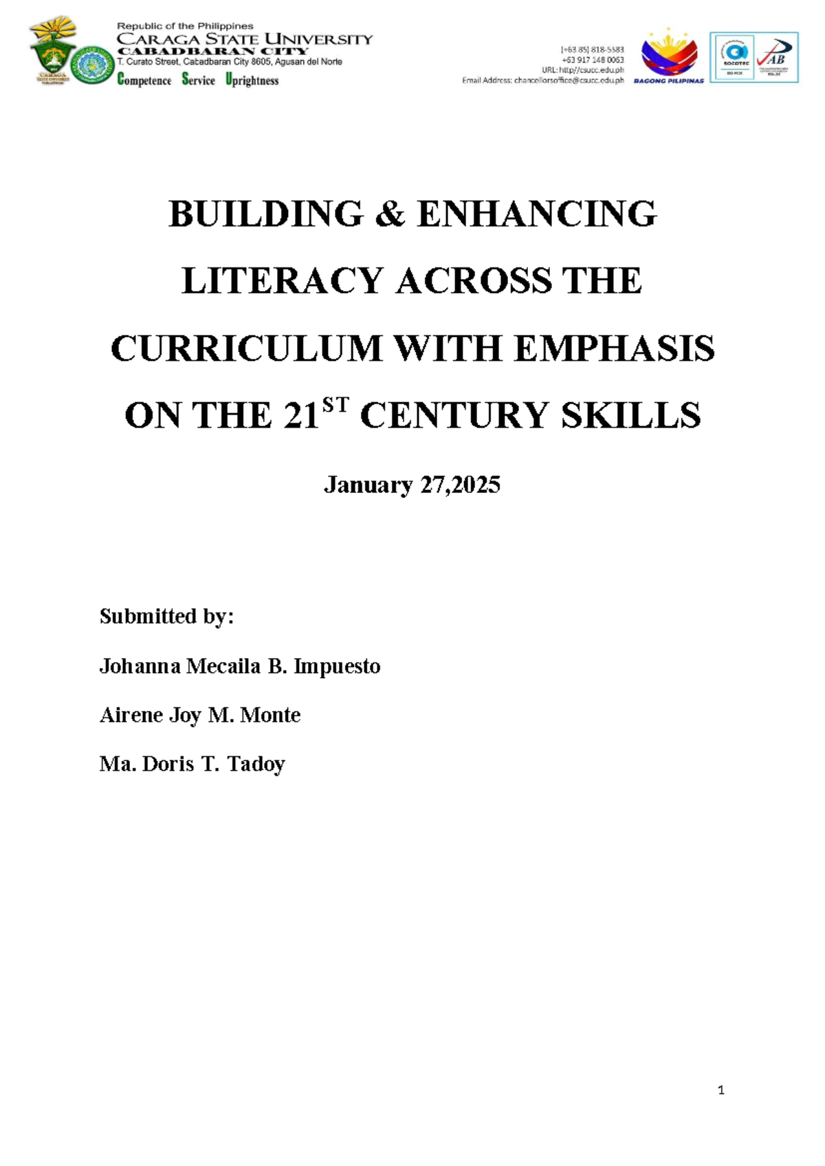 EDUC-8 - Assignment - BUILDING & ENHANCING LITERACY ACROSS THE ...
