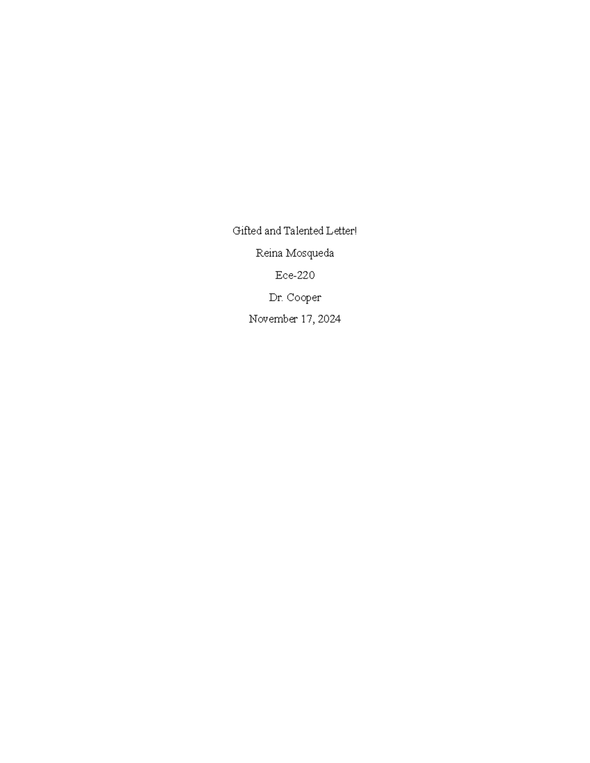 Gifted and Talented Letter - Gifted and Talented Letter! Reina Mosqueda ...
