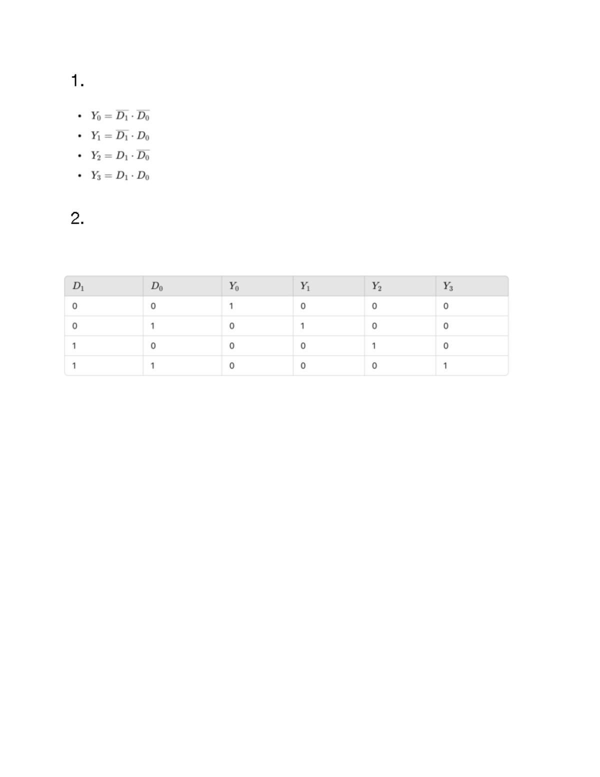 Prélab 3 - prelab for lab 3 - ITI1500 - 1. Y D1 D0 Y1 D1 Do Y2 D1 Do Y3 ...