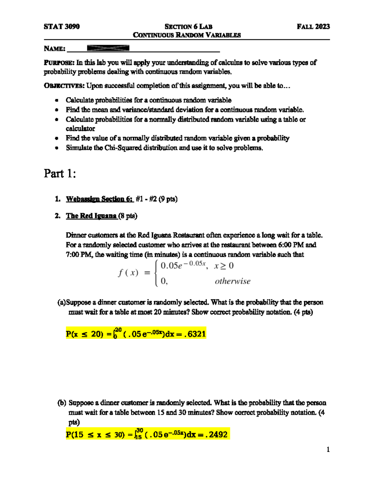 Section 6 Lab stat 3090 - STAT3090 - Studocu