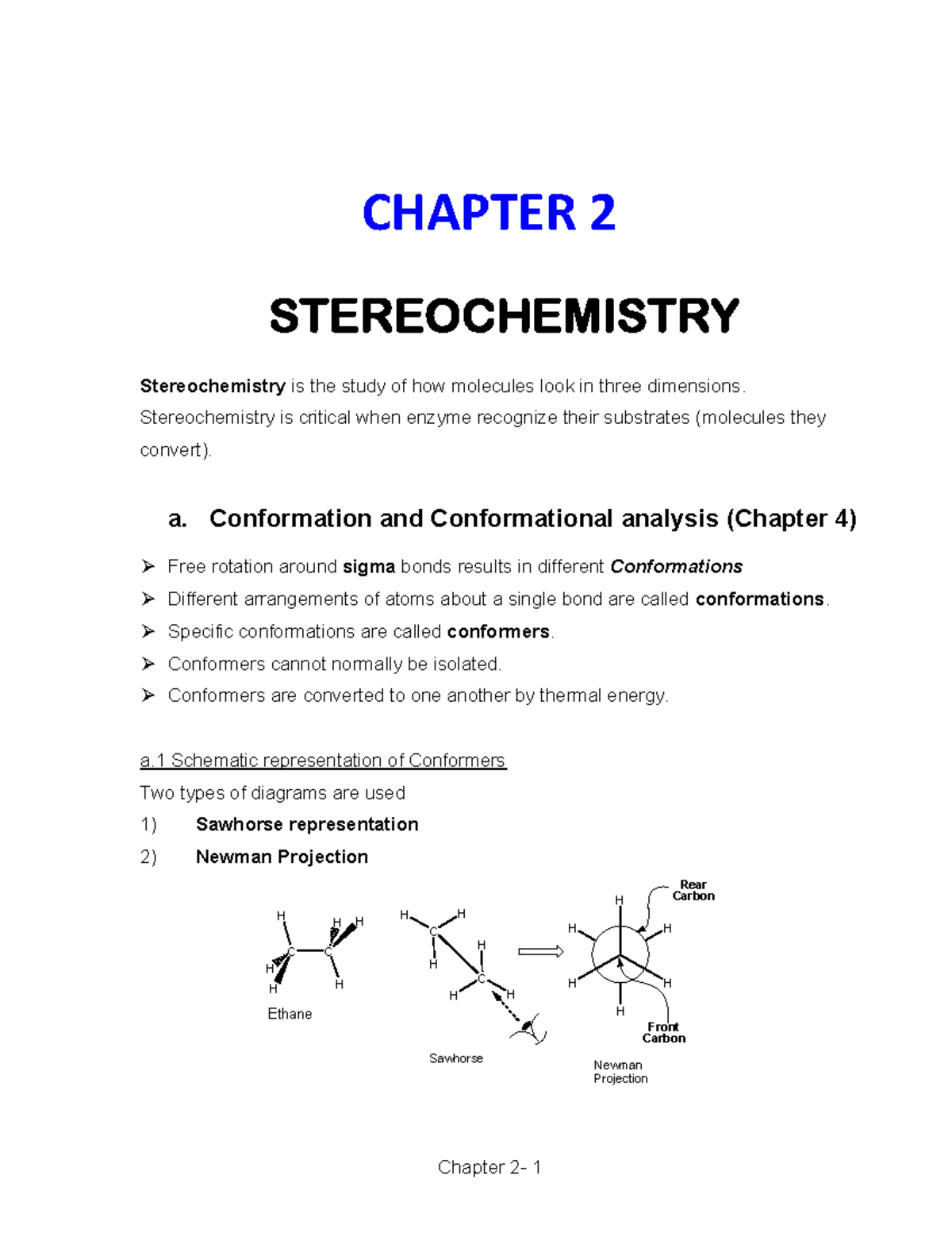 CH 2 Stereochemistry: Conformations, Isomerism, and Optical Activity ...