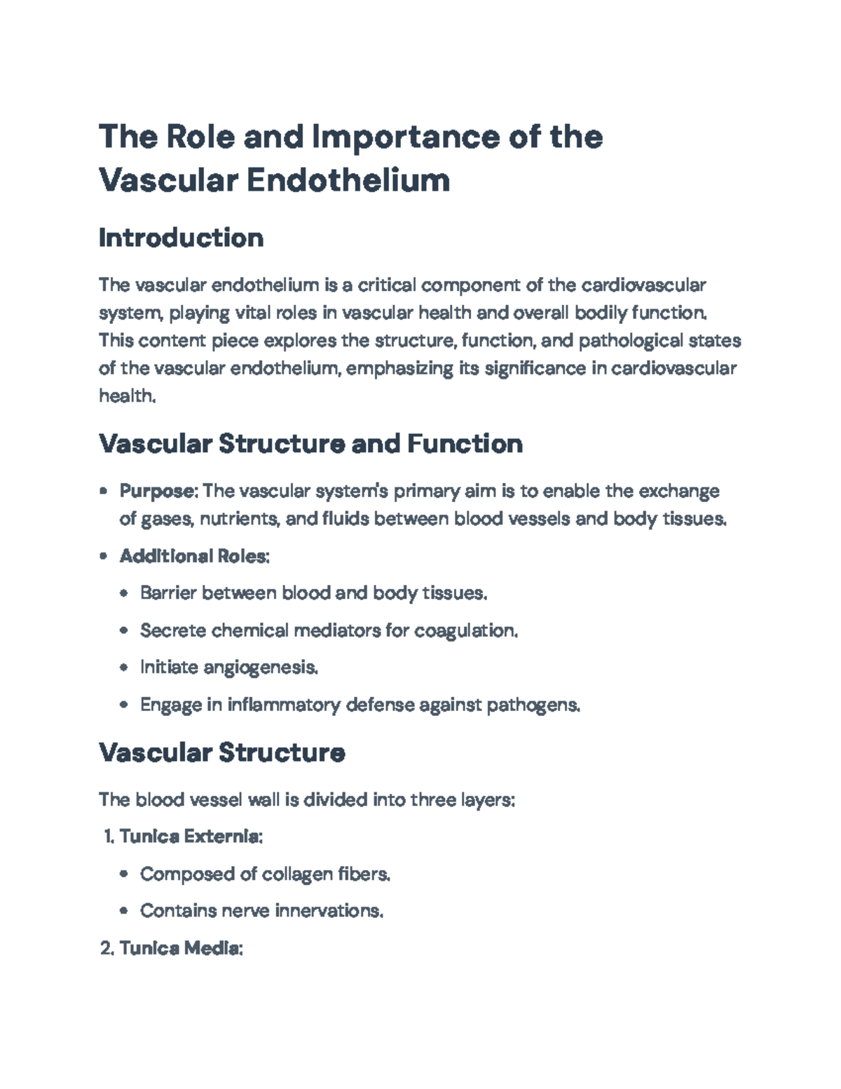 The Role of Vascular Endothelium in Cardiovascular Health: An Overview ...